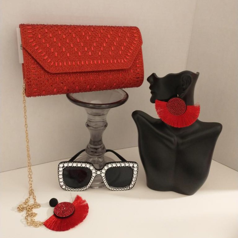 Cute Fire Bundle- Purse, Sunglasses, and Earrings